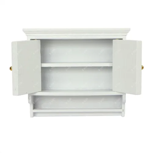 Vista 7 de iLAND Muebles para casa de muñecas a escala 1/12, armario de cocina para casa de muñecas en miniatura, estilo rústico moderno, color blanco