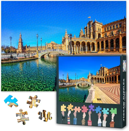Vista 7 de Rompecabezas de Venecia para adultos de 1000 piezas, rompecabezas del Gran Canal, Basílica de Santa María Della Sa, rompecabezas para adultos