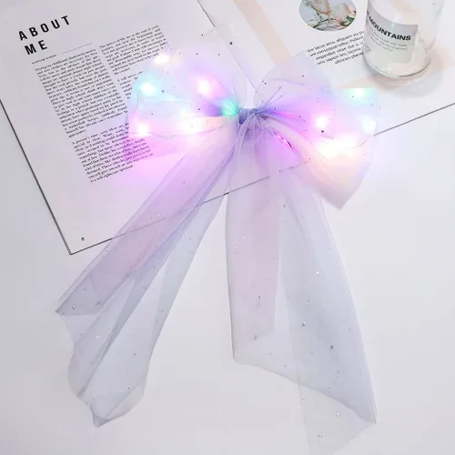 Vista 3 de JEAIRTS Lazos de tul con luces LED brillantes para el cabello para mujer