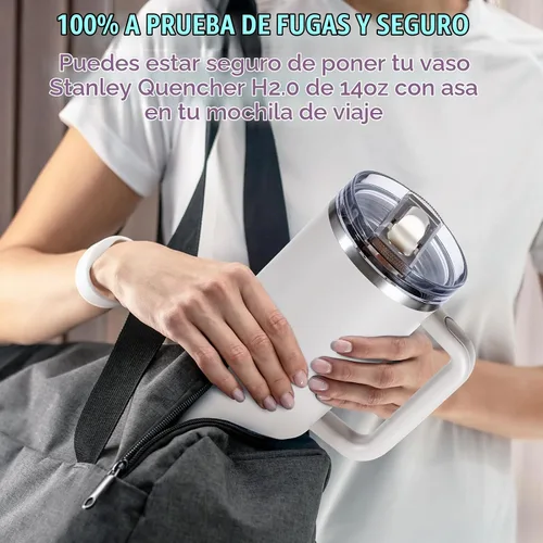 Vista 6 de Tapa de Repuesto a Prueba de Fugas de 14 oz para Vaso Stanley Cup de 14 onzas, Paquete de 2 Tapas con Pajita Abatible a Prueba de Derrames