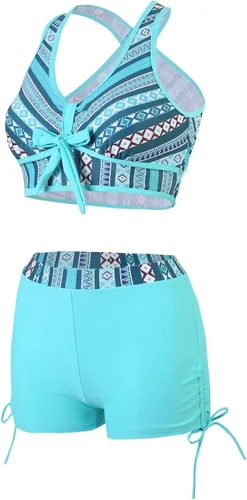 Vista 7 de Traje de baño de dos piezas con aros para mujer, con estampado de moda, con pantalones cortos