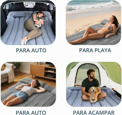 Vista 7 de Colchón de aire para automóvil, cama inflable para campamento compatible con Tesla modelo Y, cama de aire flocada gruesa para maletero, asiento