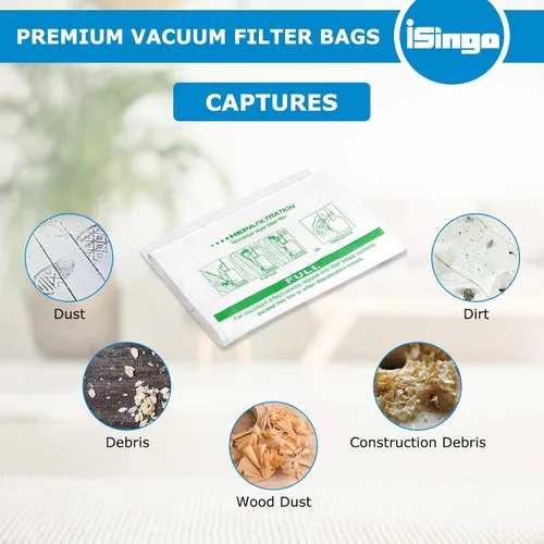 Vista 3 de Paquete de 15 + 5 bolsas de filtro HEPA 204814 más cinturones, para bolsas de vacío Kirby 204811 204808 205811, bolsas universales de tela blanca