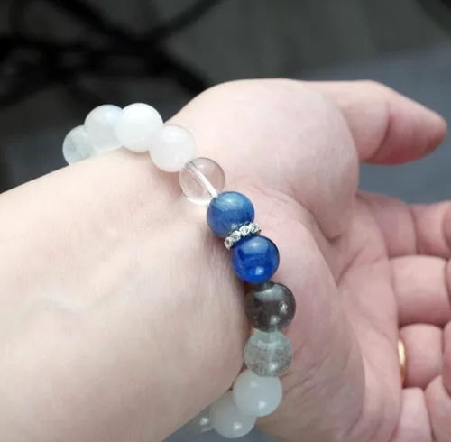 Vista 188 de Precious Gemstone Natural Crystal Healing Bracelet, Rutilated Quartz, Moonstone, Quartz Handmade Original Design Bracelet