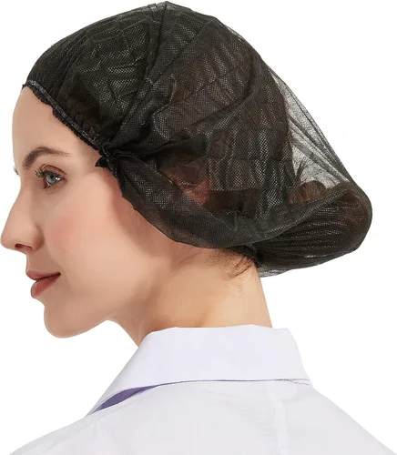Vista 2 de ProtectX Paquete de 100 redes desechables negras para el cabello, cubierta elástica para la cabeza, gorras Bouffant, cubierta de cabeza