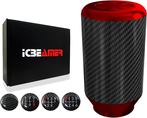 Vista 9 de ICBEAMER Drifting JDM Styles - Perilla de palanca de cambios manual de aluminio con fibra de carbono real (5 y 6 velocidades)