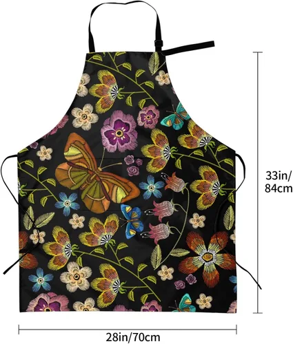 Vista 6 de Perinsto Waterproof Apron With 2 Pockets Kitchen Chef Aprons Bibs For Cooking Baking Painting Gardening Grooming