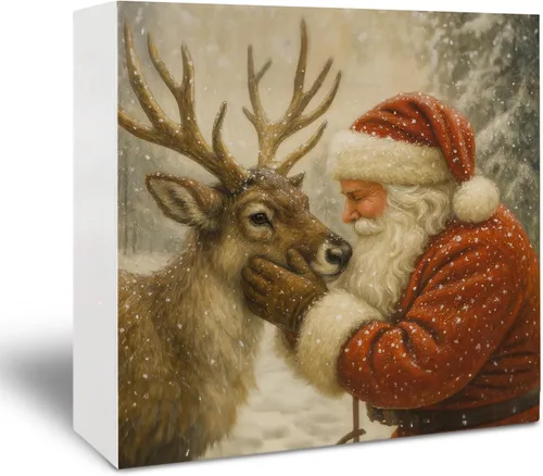 Vista 10 de Letrero de madera de Papá Noel – Decoración retro de Navidad de Papá Noel, caja de madera rústica de Satanás para el hogar, cocina, baño, mesa