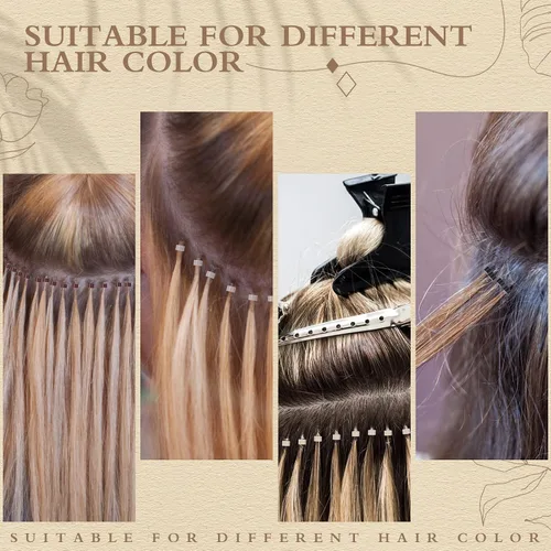 Vista 4 de 4500 cuentas para extensiones de cabello de 0.197 in con forro de silicona, anillos de microenlace, herramientas de extensión de cabello humano, 9