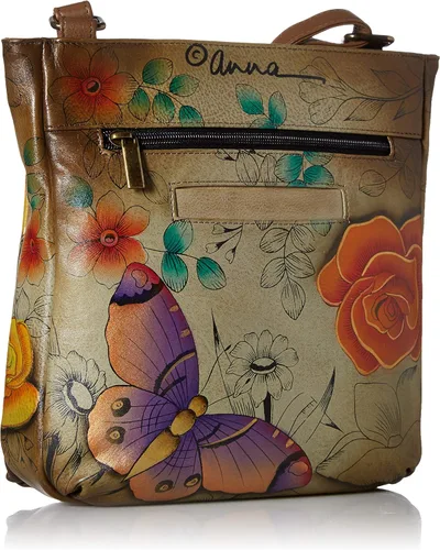 Vista 2 de Anna by Anuschka Women's Genuine Leather Medium Crossbody Hand Painted Original Artwork