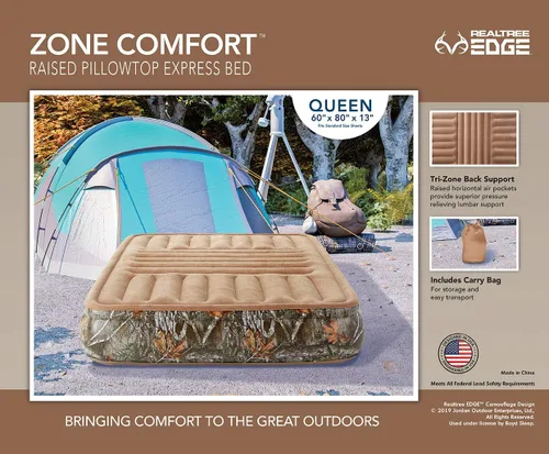 Vista 6 de Boyd Sleep Colchón de aire de camuflaje para acampar al aire libre con bomba expresa, cama de vinilo resistente, tamaño Queen