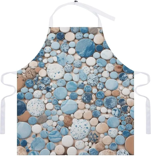 Vista 7 de Personalized Blue And Brown Mix Adult Apron, Kitchen Cooking Aprons for Woman Man, Adjustable Bib Apron with Pocket for Baking, BBQ Crafting