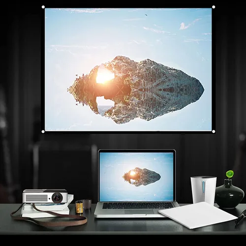 Vista 7 de Pantalla de proyector, pantalla de proyección plegable para película de campamento 0utdoor, cine al aire libre, pantalla de películas de proyector