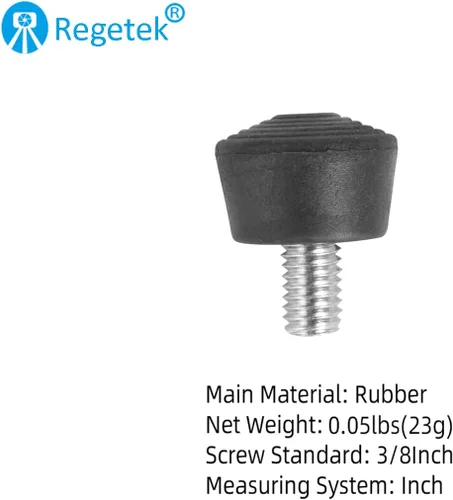 Vista 3 de Regetek Trípode universal de goma de 3/8 pulgadas compatible con Induro Kingjoy Manfrotto Weifeng Andoer Benro Gitzo RRS trípode monopié, 3/8"-16