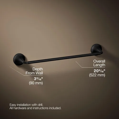 Vista 4 de Kohler 27425-BL Tone™ Toallero de 18 pulgadas, negro mate