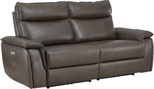 Vista 3 de Lexicon Raelynn Power - Sofá biplaza reclinable doble, color marrón oscuro
