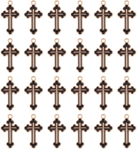 Vista 10 de Colgantes de aleación de cruz esmaltada Crucifijo Cruz Metal Colgantes para DIY Pendiente Pulsera Collar Llavero Joyería Fabricación Artesanía