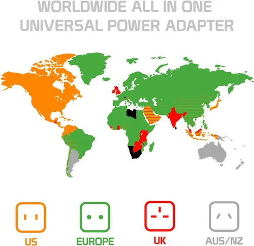 Vista 8 de Adaptador de viaje, universal todo en uno en todo el mundo convertidor de enchufe de viaje internacional-EE. UU. UE AUS/NZ Reino Unido Europa Asia