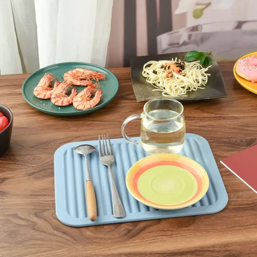 Vista 5 de Salvamanteles para platos, salvamanteles de silicona versátiles para cocina, tapete de platos y soporte para ollas para encimera, tapete resistente