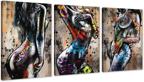 Vista 71 de Novatique 3 piezas de arte de pared sexy en blanco y negro para parejas desnudas, decoración de pared abstracta de amor para mujeres y hombres, arte