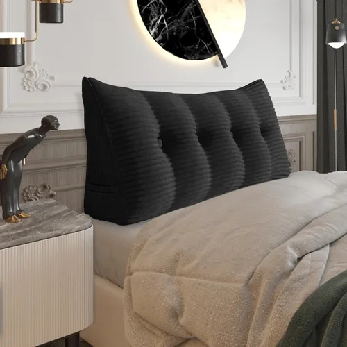 Vista 59 de Almohada de cabecera gruesa totalmente rellena tamaño Queen, cabecera acolchada suave y firme, soporte grande, triangular, almohada de cuña