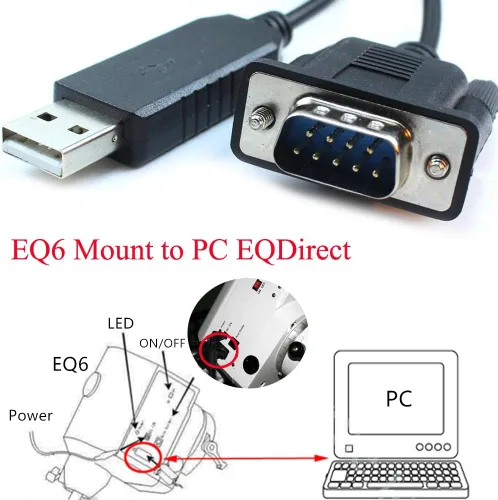 Vista 5 de Cable de control USB a DB9 para Skywatcher EQ6 y NEQ6 Mount, para Orion Atlas EQ-G Mount. 6 pies