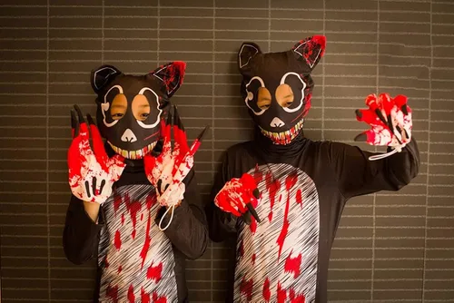 Vista 5 de Disfraz de gato de dibujos animados para adultos y niños disfraz de Halloween para cosplay para niñosniña