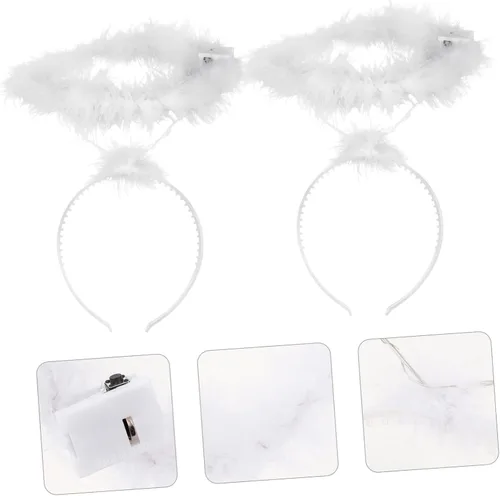Vista 4 de 2Pcs angel headband white headband costume christmas headband fairy hair band adult Costume Headbands
