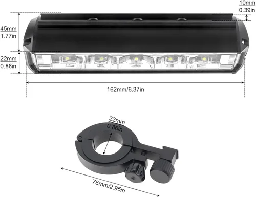 Vista 8 de Luz de bicicleta recargable por USB de 2000 lúmenes, faro de bicicleta de 10000 mAh con función de banco de energía, barra de luz frontal súper