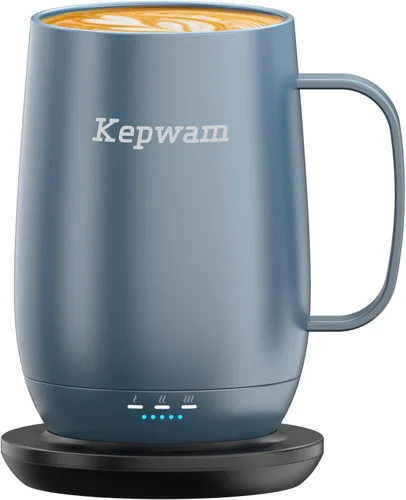 Vista 12 de Kepwam Taza de Café con Calefacción T2-Plus, taza de café autocalentable de gran capacidad líder de 20 onzas, hasta 8 horas de batería y caliente