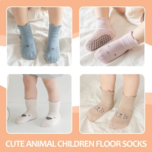 Vista 8 de TRUEHAN 5 pares de calcetines antideslizantes con puños para bebés, para niños y niñas