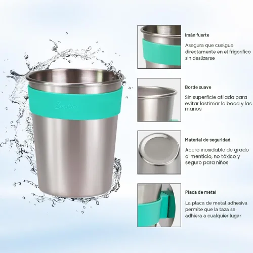 Vista 2 de SOPHICO Vasos colgantes magnéticos para niños pequeños y adultos, taza colgante en el refrigerador o enfriadores de agua, para bebedores