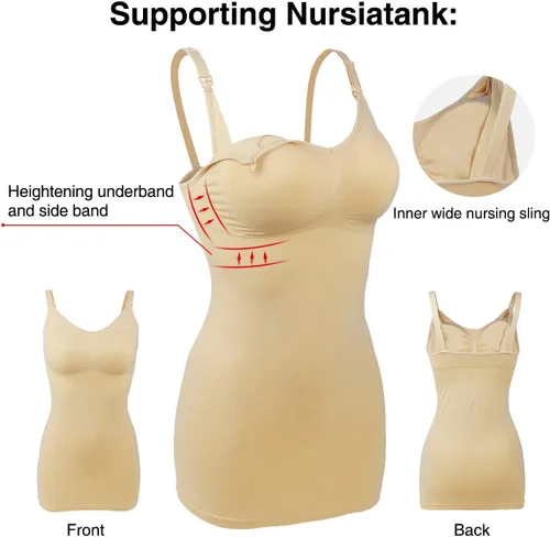 Vista 4 de iloveSIA 2Pack Seamless Nursing Cami Tank Top with Build-in Maternity Bra