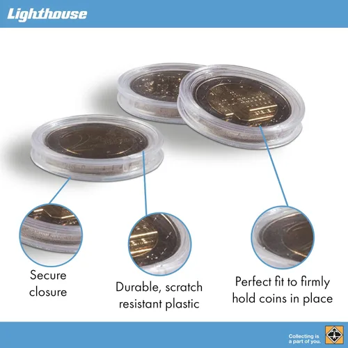 Vista 2 de Leuchtturm Lighthouse - Round Coin Capsules - Scratch-Resistant Protection for 19 mm Coins - Pack of 100