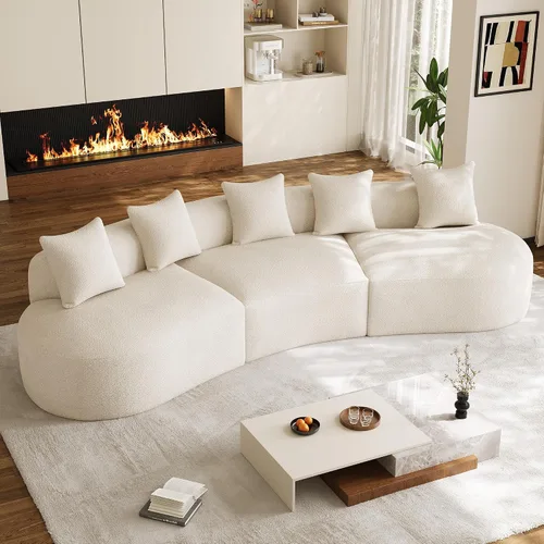 Vista 14 de Sofá seccional de gran tamaño de 147" para sala de estar, sofá moderno de lujo de chenilla suave de 4 plazas extra profundo y ancho con asiento
