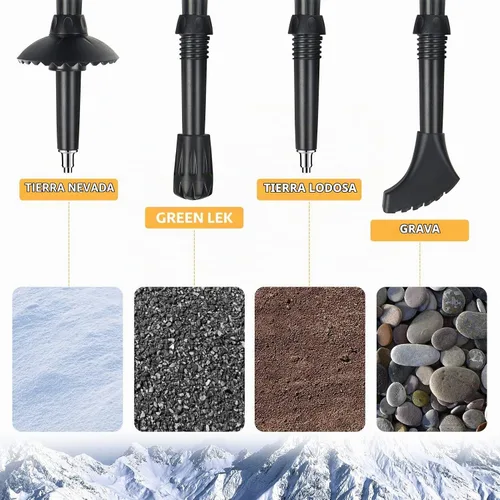 Vista 5 de Covacure Bastones de senderismo plegables de aluminio ligero 7075 bastones Negro (39.4-47.2 in)