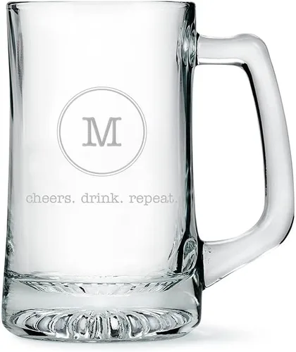 Vista 6 de WEDDINGSTAR Taza de cerveza de vidrio personalizable de 14 onzas - Grabado de emblema de diamante