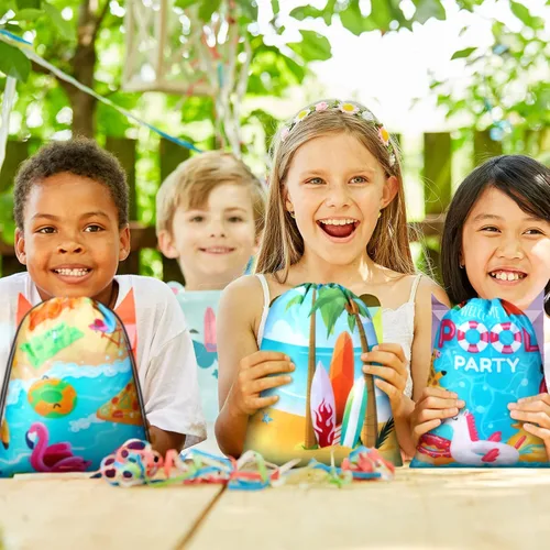 Vista 4 de Boao 12 unidades de bolsas de regalo de fiesta de playa de verano para niños, bolsas de regalo, bolsas de dulces para fiesta en la playa