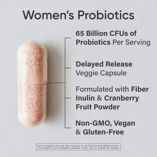 Vista 2 de Sports Research Probióticos para Mujeres con Prebióticos, 65 Mil Millones de UFC - Cápsulas Veganas para la Salud Intestinal y Apoyo Digestivo