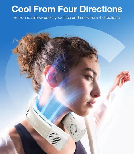 Vista 5 de TORRAS COOLIFY - Aire acondicionado de cuello 2S, enfriador personal portátil y calentador de viento fuerte, 3 velocidades, ventilador de cuello