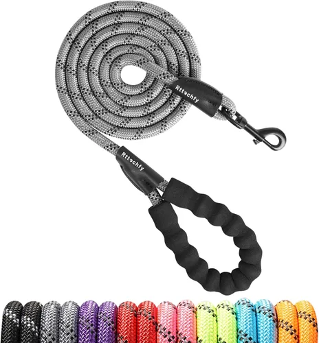 Vista 8 de Rttochfy Correa de cuerda para perro de 2/4/5/6/8/10 pies con cómodo mango acolchado e hilos altamente reflectantes para perros pequeños, medianos