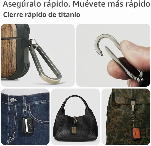 Vista 7 de Carveit - Funda de madera maciza para AirPods Pro 2, bandera estadounidense, color negro