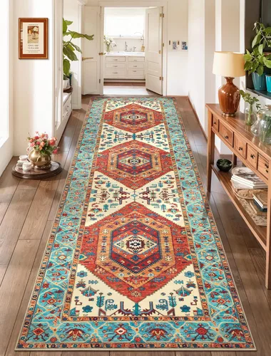 Vista 178 de SERISSA - Tapetes florales vintage, antideslizante, lavable, pequeño, ultrasuave, bohemio, de pelo bajo, para entrada, interiores, habitación