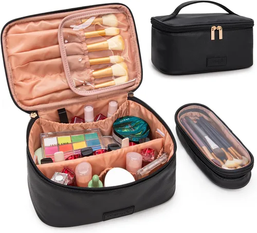 Vista 21 de Wrangler - Bolsa de maquillaje de viaje, 2 piezas, bolsa de cosméticos con Vaca café