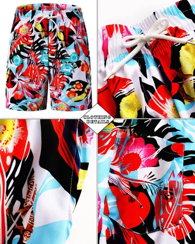 Vista 49 de TUNEVUSE Conjunto de camisas y pantalones cortos hawaianos para hombre, 2 piezas, trajes de playa con estampado de flores, traje tropical de verano