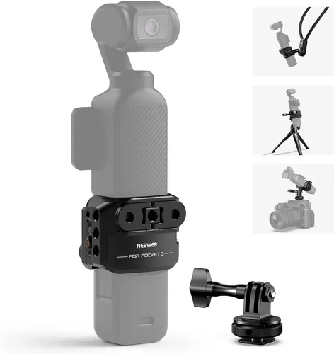 Vista 17 de NEEWER Pocket 3 Jaula, Plataforma de Grabación de Video para Cámara Gimbal de Aleación de Aluminio con Adaptador Incorporado de Accesorios de Cámara