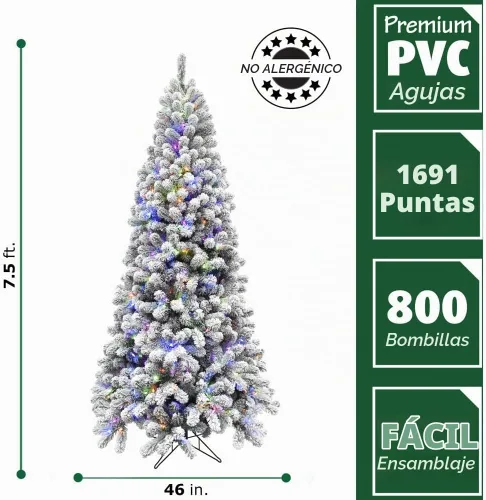 Vista 6 de Fraser Hill Farm - Árbol de Navidad artificial de pino de Alaska de 7.5 pies, aterciopelado, con luces LED multicolores duales y blancas cálidas