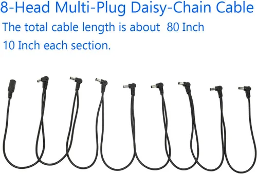 Vista 4 de T POWER 9V 4~8 Way Daisy Chain Splitter Cord para pedal de efecto de guitarra se adapta a Zoom Roland Behringer Boss Digitech Jim Dunlop Ditto