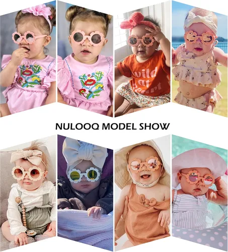 Vista 3 de NULOOQ Gafas de sol polarizadas para bebé con correa Gafas de sol flexibles en forma de flor para niños pequeños y bebés de 0 a 24 meses