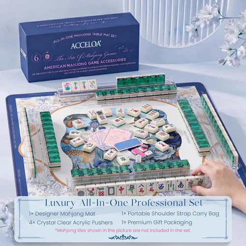 Vista 4 de American Mahjong Mat and Racks Set: 31.5" x 31.5" Neopreno impermeable Ciervo azul